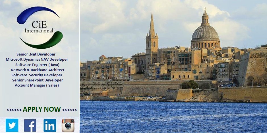 Cierecruit's tweet photo. Work in #IT ? CiE International is hiring in #Malta.#apply #Applynow https://t.co/pxpkePP8jF