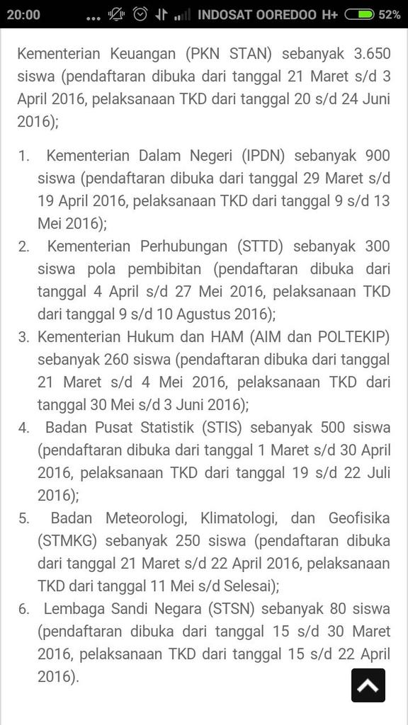 Pendaftaran PKN STAN 21 Maret s/d 3 April 2016. Ayo persiapkan diri kalian segera!