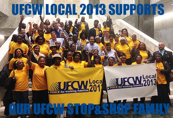 UFCW2013's tweet photo. Local 2013 backs the @ufcw members at Stop&amp;Shop because we are all #StrongerTogether https://t.co/o4NKNsAXRE https://t.co/bSG6zVM9tA