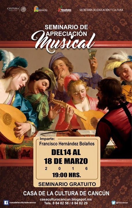 VivaldiMusica's tweet photo. Seminario de Apreciación Musical en la @CCCcancun del 14 al 18 de marzo @VivoEnCancun @cultura_qroo https://t.co/Q412EYCzyt