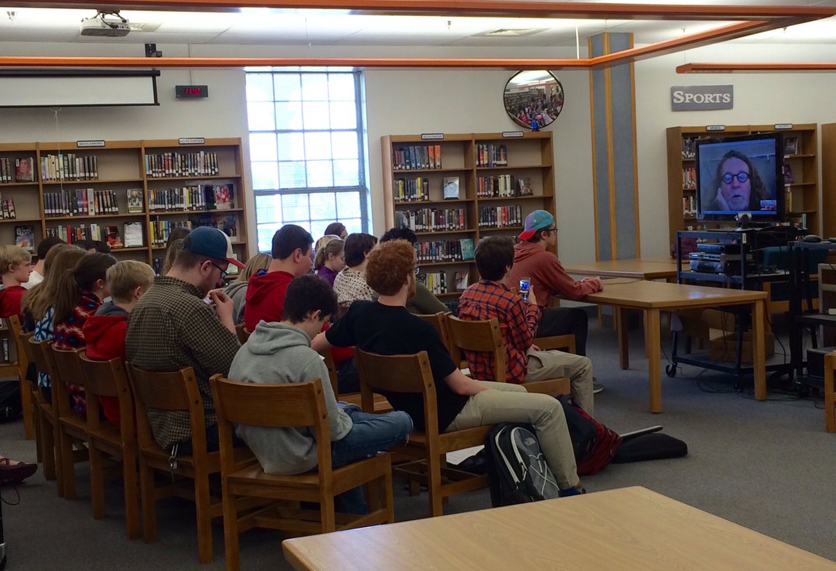 LHSLibraryMedia's tweet photo. Kilbourne's class Skyping with Curt Tofteland of #Shakespearebehindbars https://t.co/NEhyeTTkwM