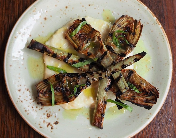 SaltYardGroup's tweet photo. Another new dish on the menu @EmberYard this week. Chargrilled artichokes with Ajo Blanco. One for the vegetarians! https://t.co/iBmXjvJqHn