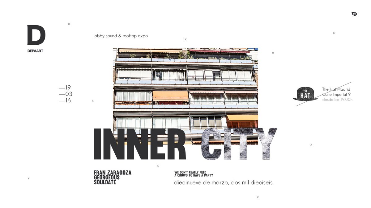 Vuelve Inner City en <a href="/TheHatMadrid/">The Hat Madrid</a> con @frann_zaragoza <a href="/be_georgeous/">Georgeous</a> <a href="/SouldateMusic/">tony tony</a> y la exposición de <a href="/BM_Pro/">ISMAIL BM PRO</a>