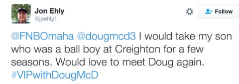 fnbo's tweet photo. Congratulations @jpehly1 - you have WON the #VIPwithDougMcD. Please comment for details. #WINNER 🏀 🏀 🏀 @dougmcd3 https://t.co/SCj5mCczWK