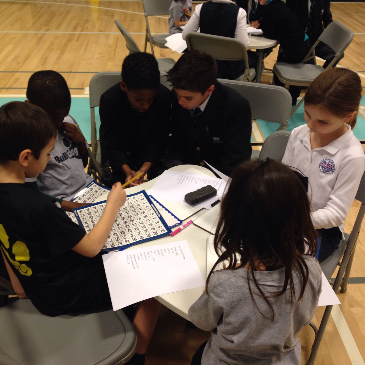 MathatBSC's tweet image. Year 7 helping years 1 &amp;amp; 2 on Math Day