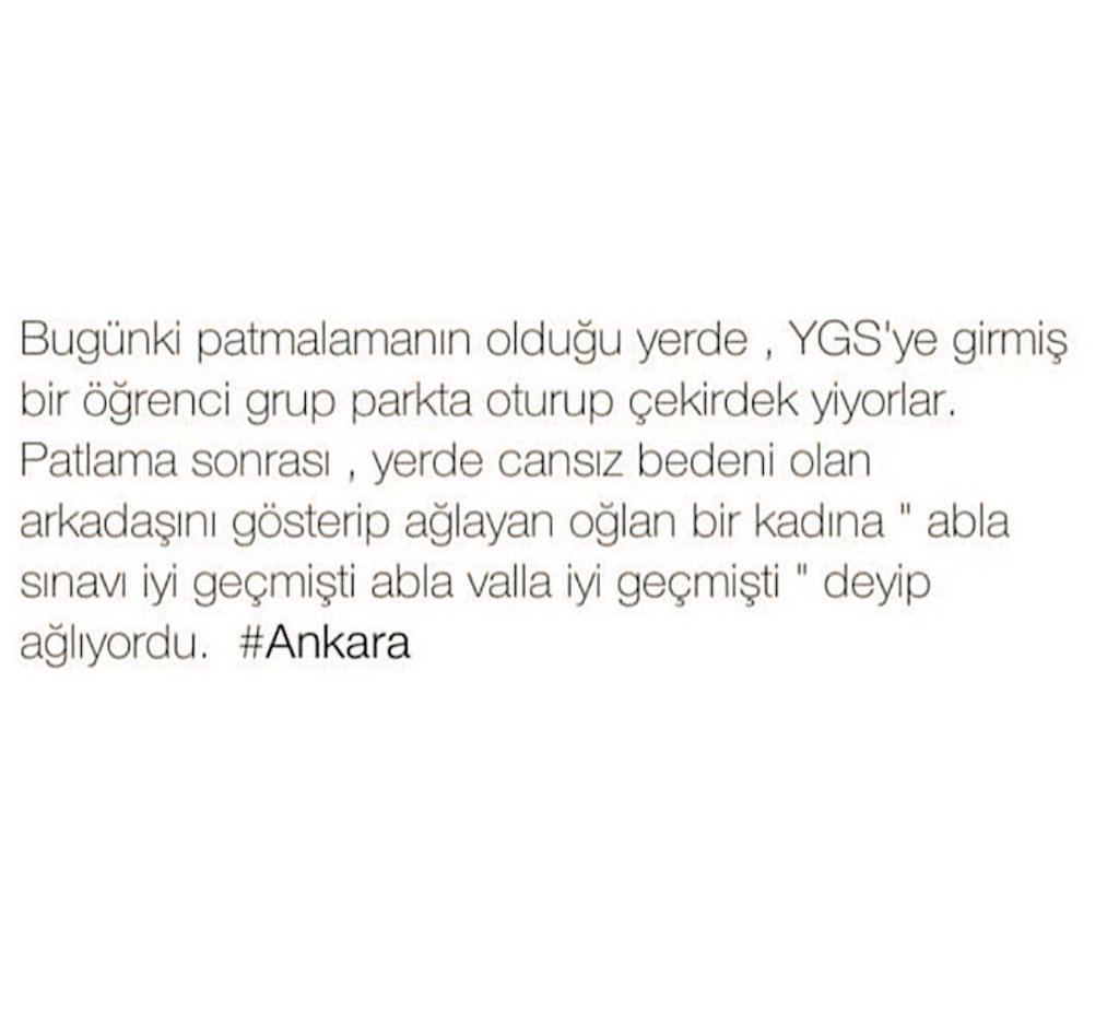 Allah Belanızı Versin 
#ankara'm
#yinepatlamayinekatliam
#teroeruelanetliyoruz