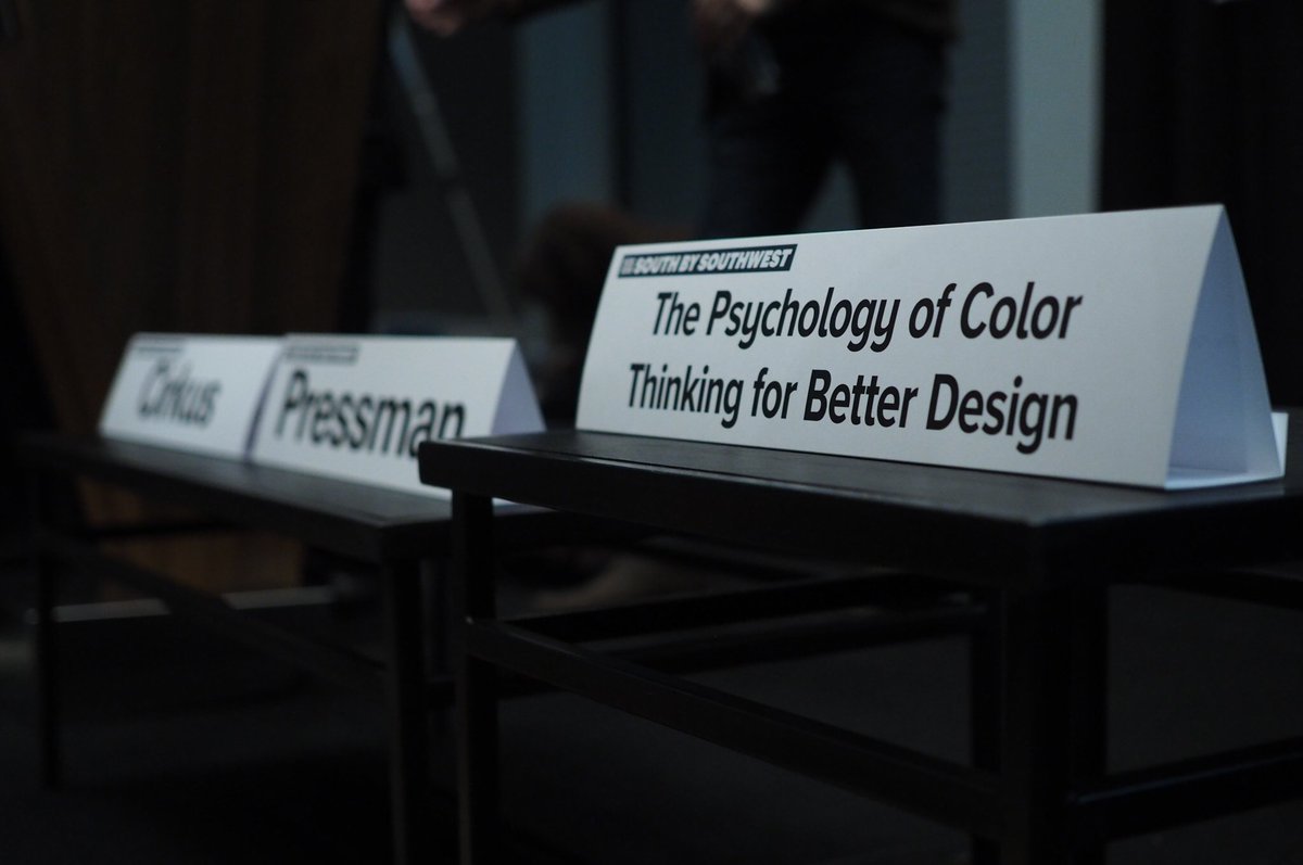 pantone's tweet photo. Starting now! The Psychology of Color Thinking panel with @pantone and @MCirkus from @firmenich @SXSW #SXSW2016 https://t.co/a0rpDsdqpM