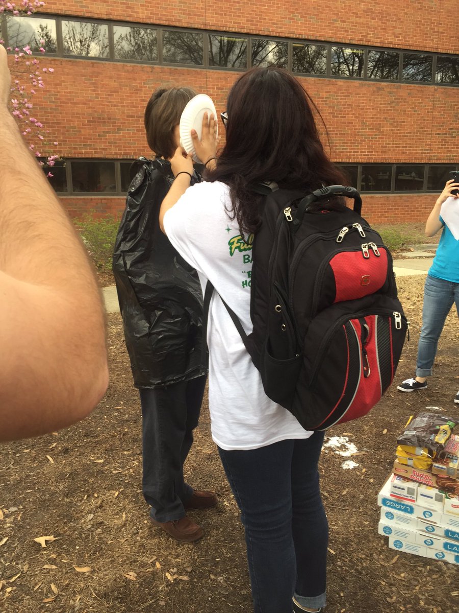 KMcCool93's tweet photo. FEF professor Dr. Robin Foley taking one for the team. #PiDay2016 @UABEngineering @FEF_INC https://t.co/bZcueOBWtM