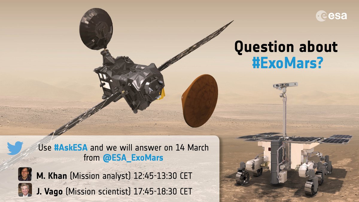 esa's tweet photo. LIVE: Next up at #ExoMars event its science on EDM lander. You know the drill ; ) #askESA   https://t.co/uW6DJ4kyys https://t.co/Xlsis69BYo