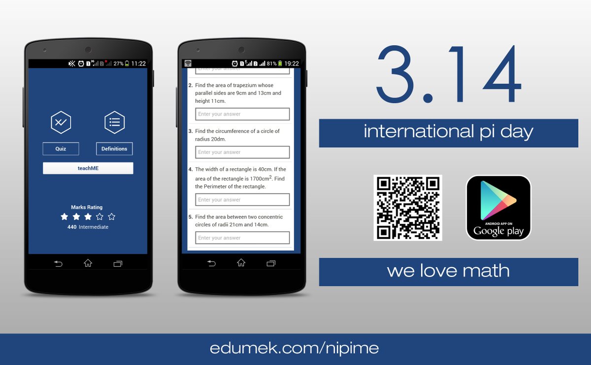 happy #piDay #nipimeApp #weLoveMath

Download Now :: play.google.com/store/apps/det…

<a href="/Blessmgongolwa/">Bless Mgongolwa</a> @HDIFtz @TCRA_Tz