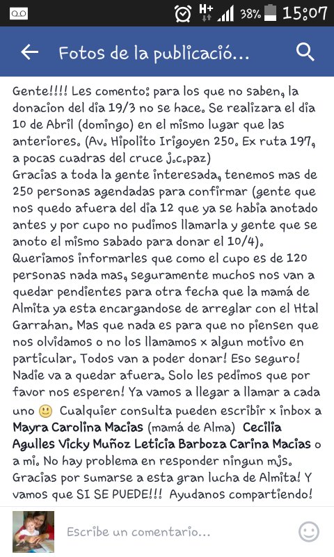 Info importante! Por favor ayudanos a RT! Donación de Médula!