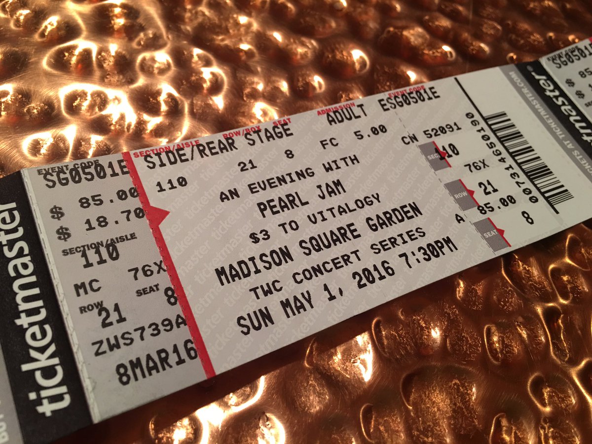 susannj4's tweet photo. Just got my tickets @PearlJam #PJMSGNIGHT1 please open up with my favorite! #playrelease https://t.co/g2e3dhA7aX