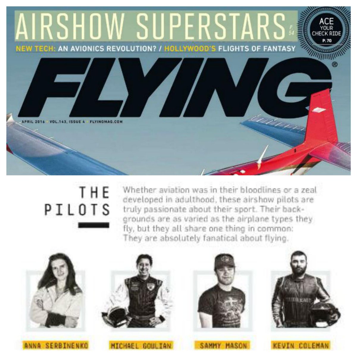 icas_hq's tweet photo. Featured in Apr16 issue of @FlyingMagazine "Making the Show" #AnnaSerbinenko #KevinColeman #SammyMason #MikeGoulian https://t.co/4BpieJ163S