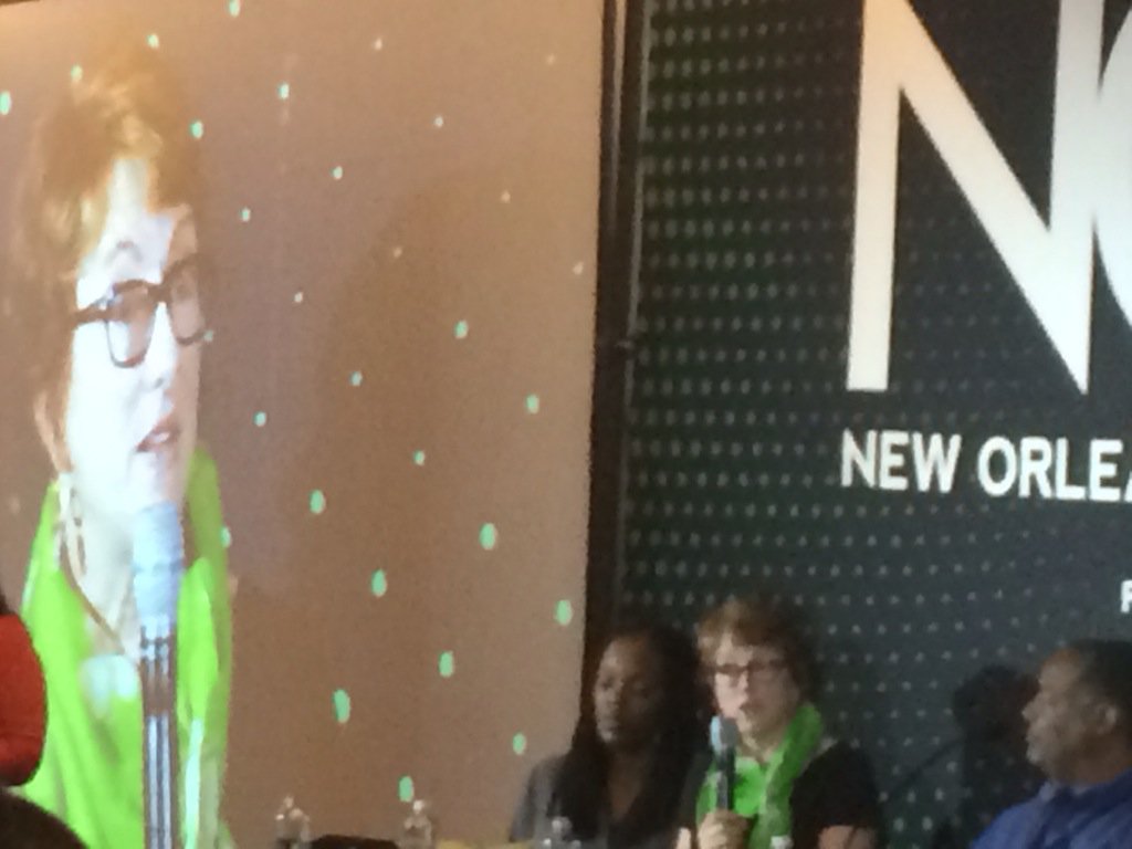 realtimeangela's tweet photo. @SMACinNola on the big screen at #NOEW2016 talking about the launch of CultureUP arts business incubator #NOLArising https://t.co/tRng0uGEzx