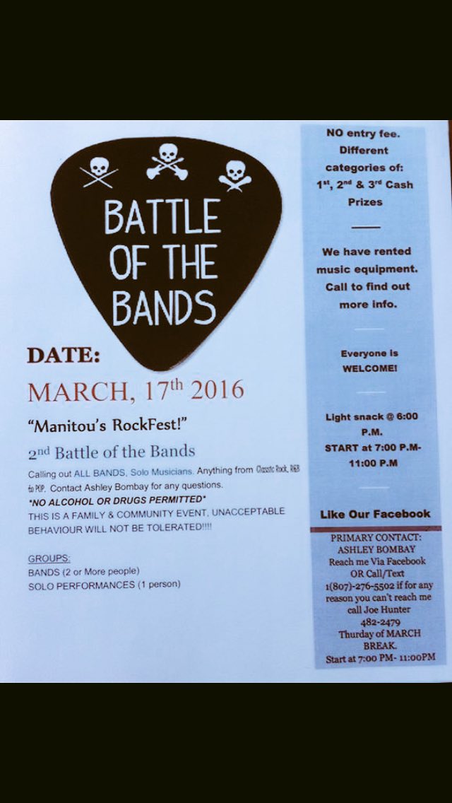 Event number one Battle of the bands. "Days To Behold" And 5 other bands.