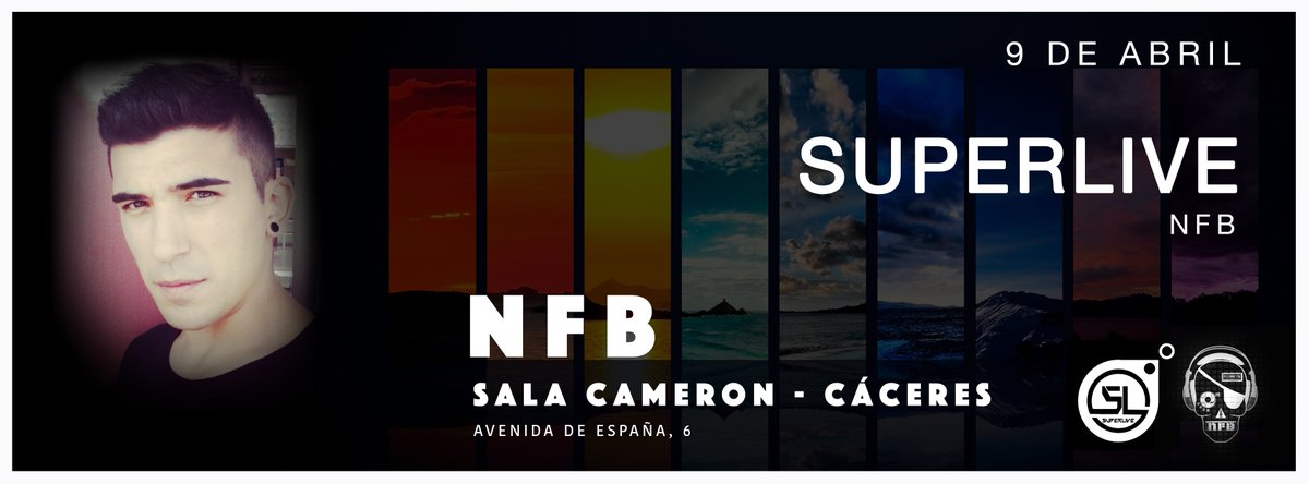 Primer avance para la próxima #NFB
Sábado 9 de Abril
Sala Cameron - Avenida de España, 6
CÁCERES
<a href="/Superlivee/">Superlive</a>