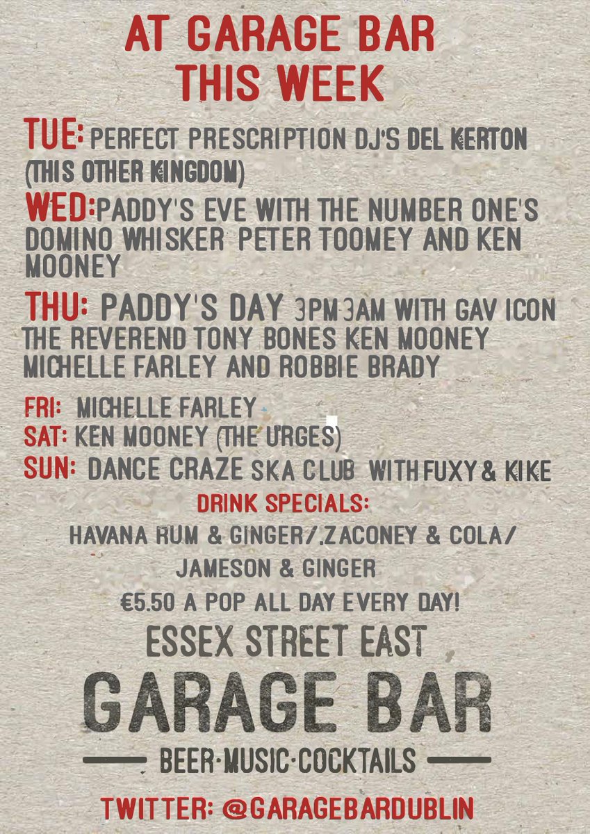 garagebardublin's tweet photo. Nights! #perfectprescription @delkertonTOK @DreamySumertime @Ken_Mooney7 @Gav_Icon @TonyCallaly @michellefarley_ https://t.co/IyGjB81CrS