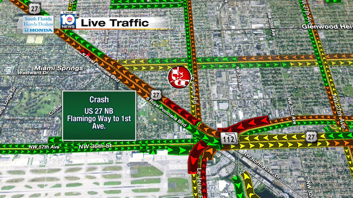 CRASH: US 27 NB in between Flamingo Way and 1st Ave is shut down.  #TRAFFIC https://t.co/xLQ3v7CGjQ