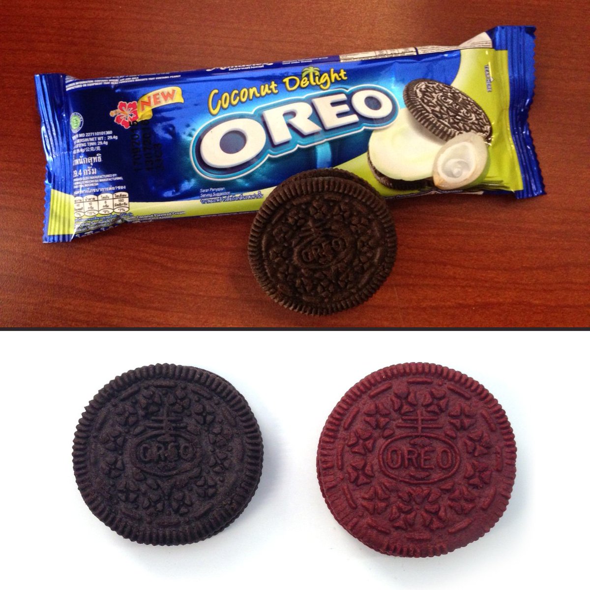 AWcreativedesk's tweet photo. The #Oreos we got from Hong Kong are pretty tasty—if a little different from their American counterparts. https://t.co/O4CDzzkB6N