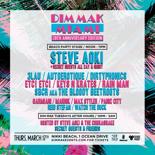 Full lineup for @DimMak Miami 20th Anniversary Edition Party at Nikki Beach on March 17th! STOKED! #DimMakMiami https://t.co/ktRrZugmzS
