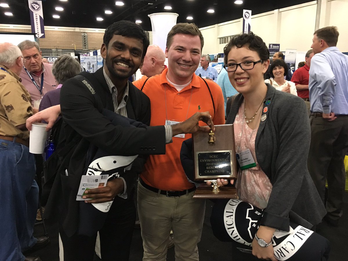 davidladner's tweet photo. Clemson student/alumni team takes the Environmental Jeopardy crown at #scec2016 !!! https://t.co/wIEhIPj58r