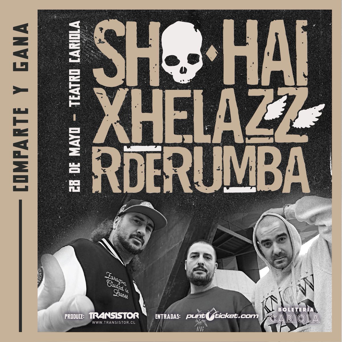 TransistorGigs's tweet photo. Comparte con el #HipHopenelCariola y gana entradas para @ShoHai_Real + @XhelazzOficial + R de Rumba | 28 Mayo https://t.co/V26Q5HFEmK