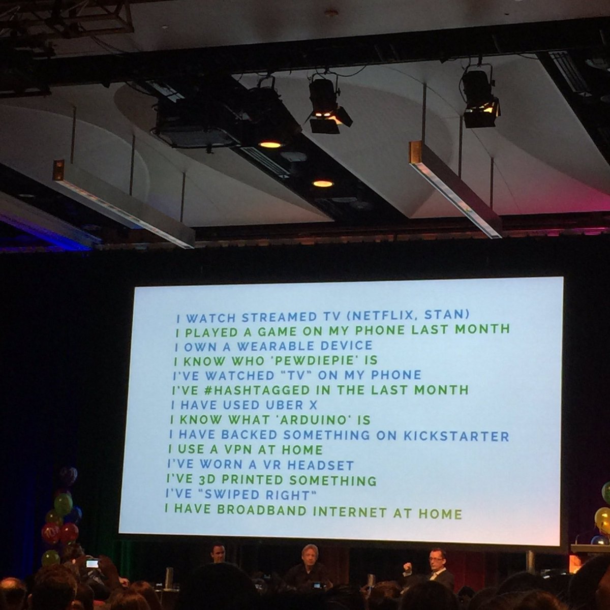 ashleekatebeck's tweet photo. How many in the room can stay standing ? #AdTechANZ https://t.co/onXqVaIIYA