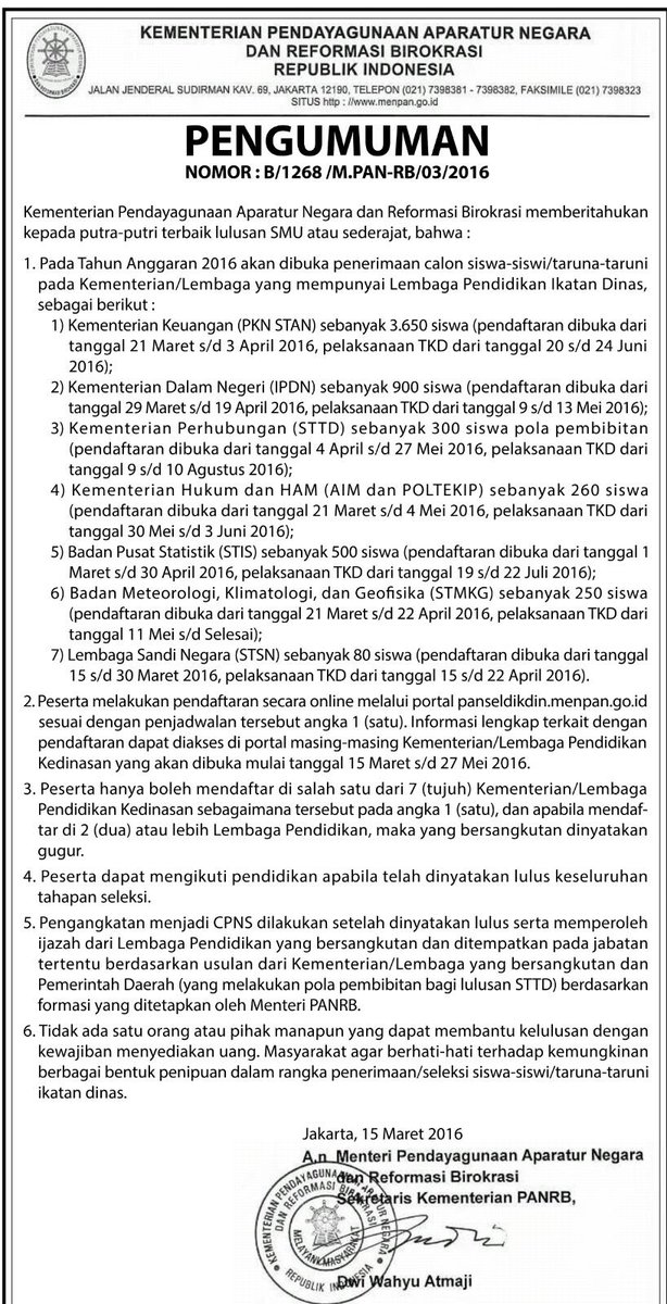 bkdprovjateng's tweet photo. 7 Pendidikan Ikatan Dinas Buka Pendaftaran @ganjarpranowo @IrwantoArief1 https://t.co/AxYiDvY49h