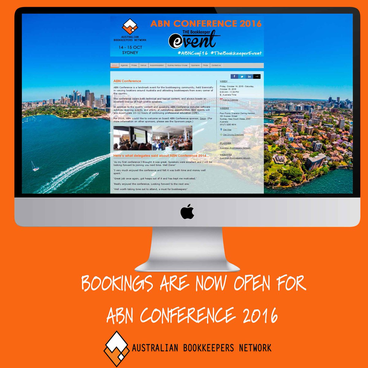 Austbook's tweet image. #ABNConf16 registrations are NOW OPEN! Secure your place today at #TheBookkeeperEvent! ow.ly/Zsych