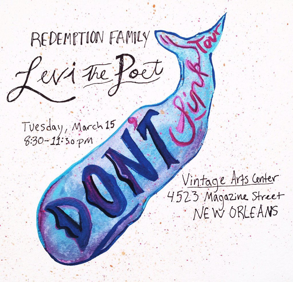 VintageArtsCtr's tweet photo. Next up:
Tomorrow night, March 15th join us for @levithepoet &amp; @redemptionfam #NOLA #MagazineStreet #Arts https://t.co/v4IyHGdUba