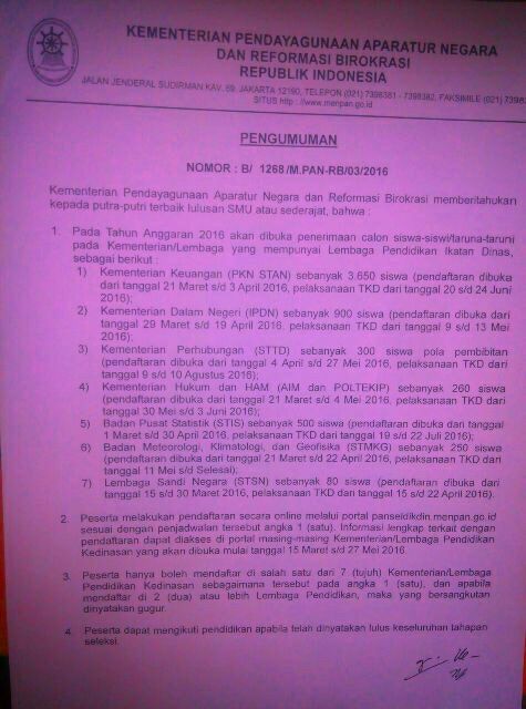 Pendaftaran PKN STAN 2016 - bit.ly/1TK1bkJ