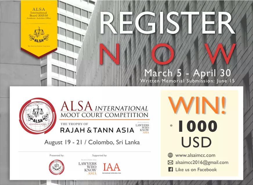 The ALSA International Moot Court Competition 2016 is now open for registration! m.facebook.com/story.php?stor…