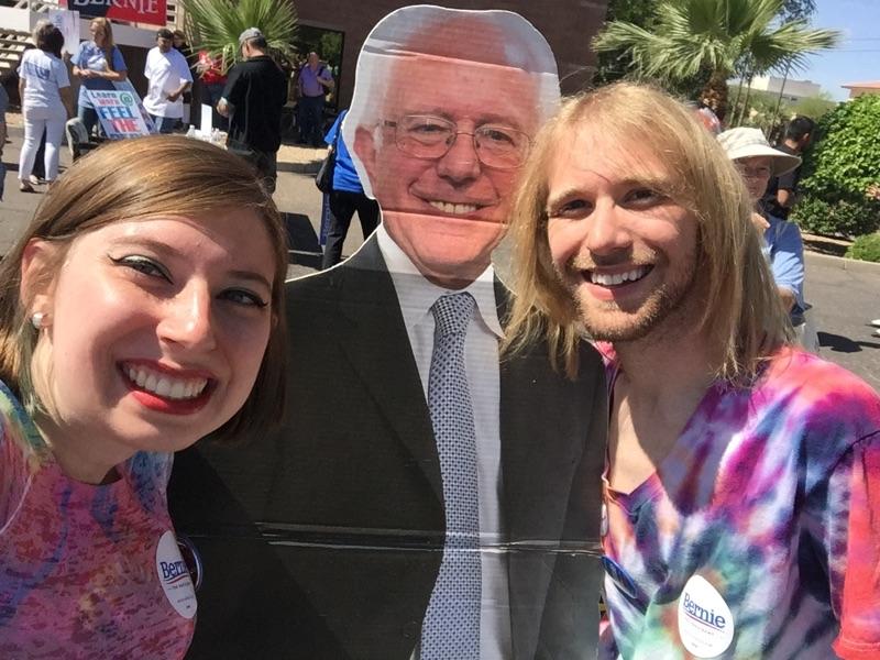 MSWSNatASU's tweet photo. Isaiah, our VP, at the Bernie Rally yesterday! #mswsn #asu #berniesanders #politics #policy #macrosw #socialwork https://t.co/N8vRMoGCig