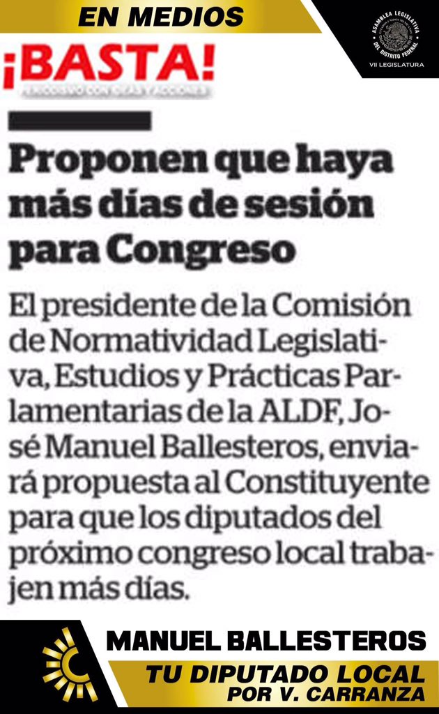jmballesterosl's tweet image. Proponen que haya más días de sesión para Congreso @PRD_ALDFMX