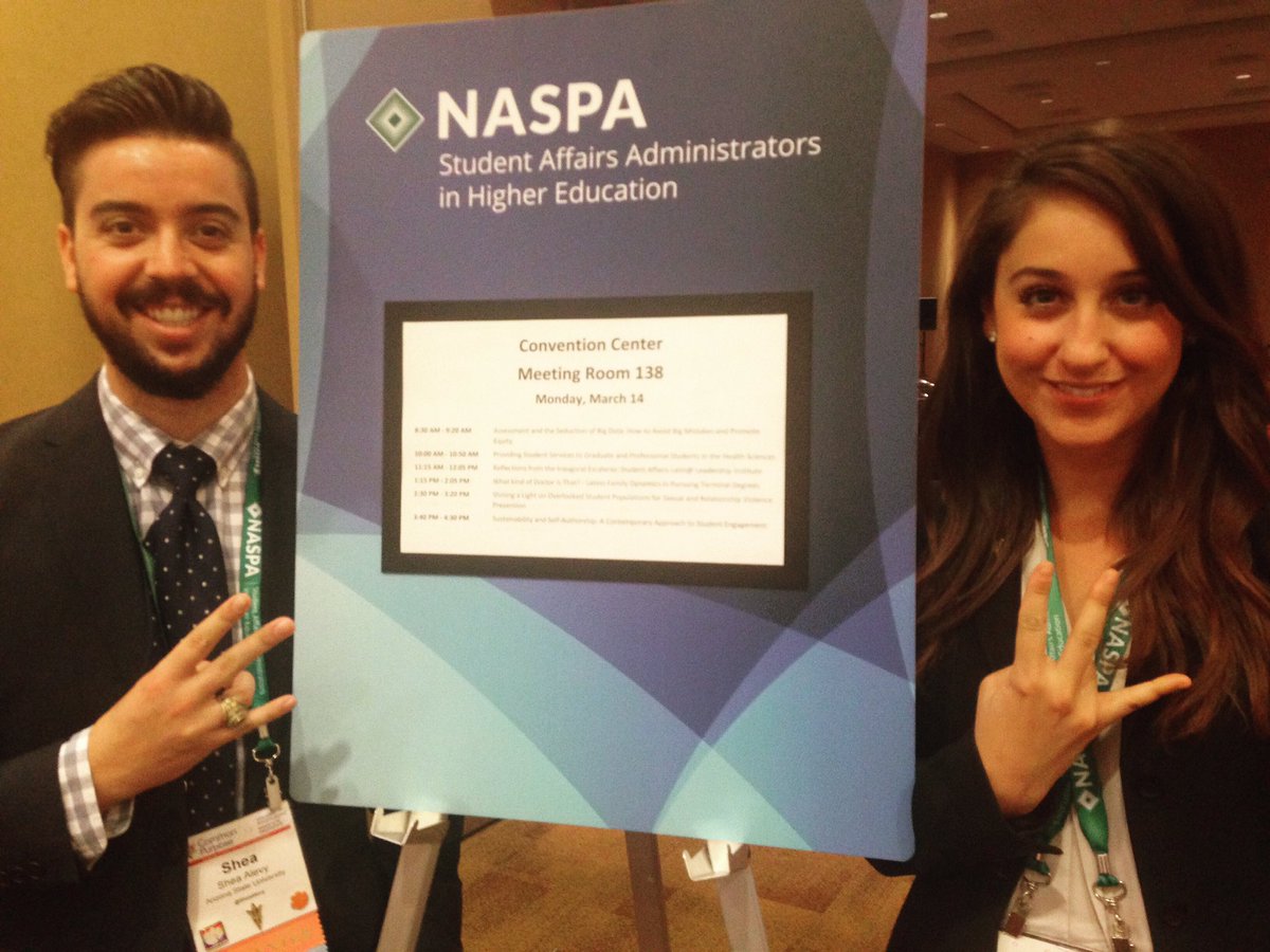 SheaAlevy's tweet photo. Grateful for the opportunity to present at #NASPA16 w/ @linzlasagna and share knowledge with our field! #ASUHousing https://t.co/wctiX1iKR8