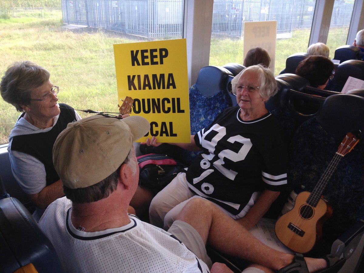 KiamaBlowhole's tweet photo. Some photos from the anti forces council merger rally in Sydney where Kiama was the star! Warming up on the train! https://t.co/H6tcbkO7QK