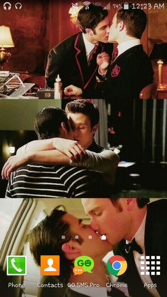 SweetLover4One's tweet photo. My home screen makes me smile every time I see it. 💜😍😘 #Klaine #Klainer #CrissColfer #Glee 💜💜💜 https://t.co/tZMEnB4SEv