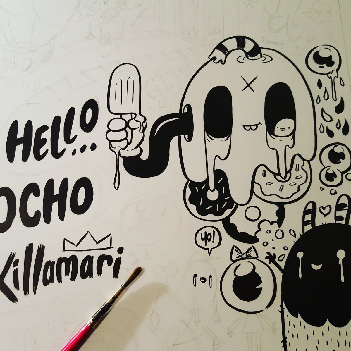 thekillamari's tweet photo. WIP Killamari x #helloocho x #deerbearwolf #ink #drawing #doodle #atl https://t.co/R6mNxpP6Or