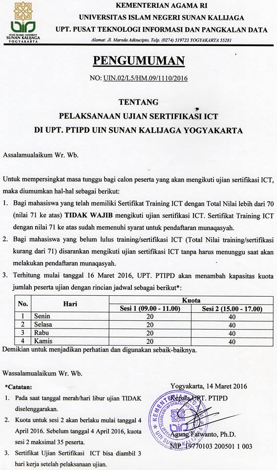 UINSK's tweet photo. INFORMASI
Pelaksanaan Ujian Sertifikasi ICT https://t.co/iSMsoUqUFa