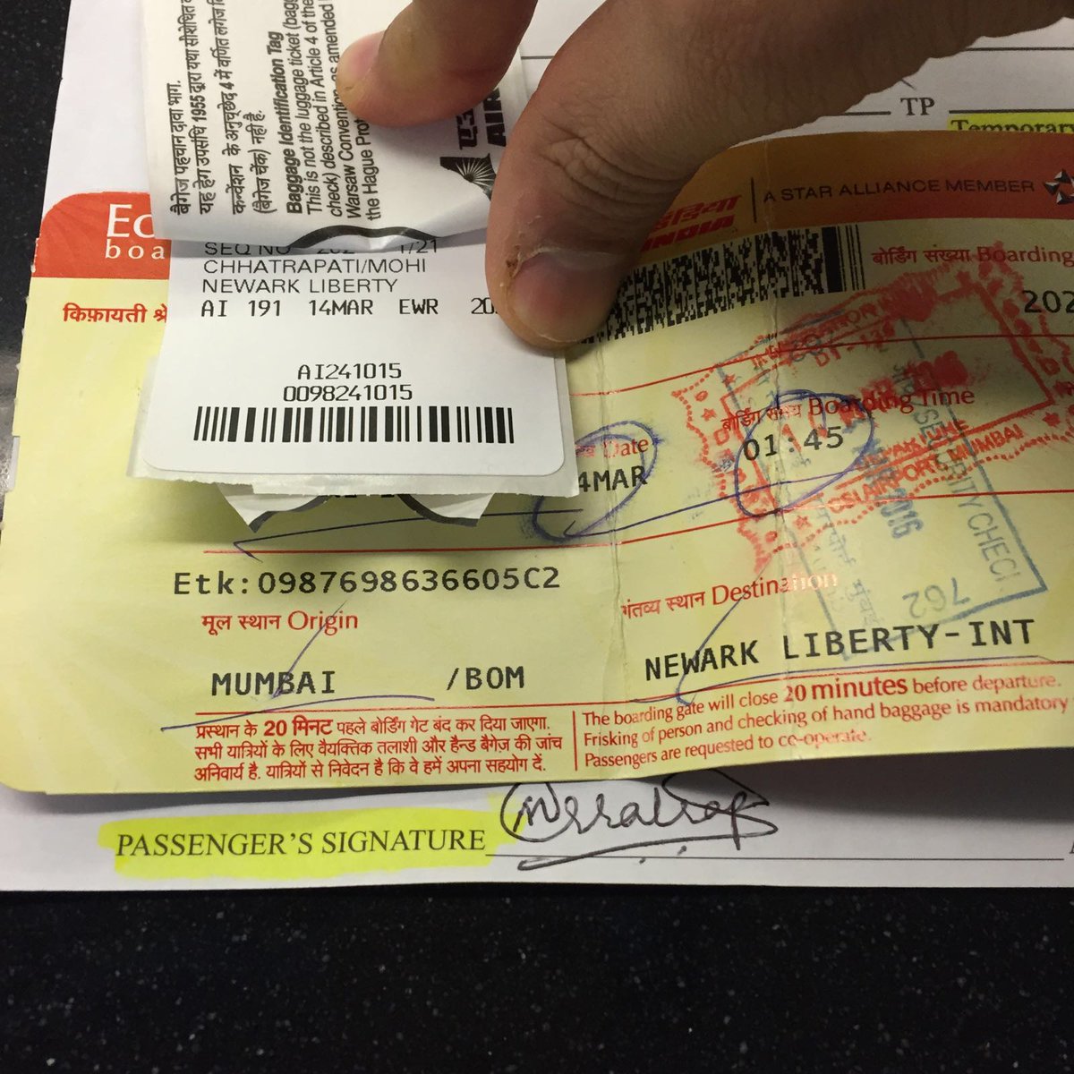 Mo_Chhatrapati's tweet photo. @airindiain AI 191 BOM - EWR March 14 https://t.co/FK3ZJEGr4q