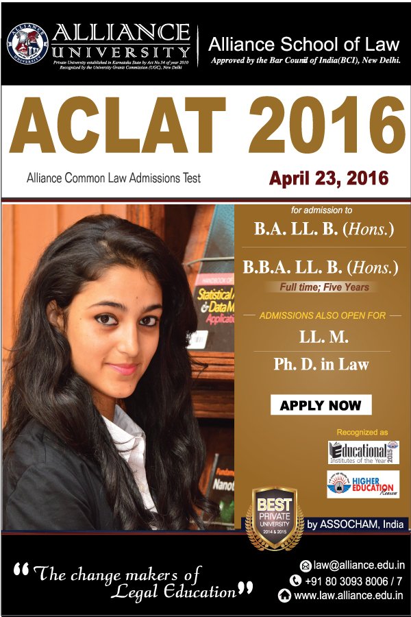 advocatekhoj's tweet photo. Alliance School of Law, Alliance University - Admission 2016: https://t.co/kuMQ7ykBCM #Admission #LawSchool #ACLAT https://t.co/cYAGe33nVg