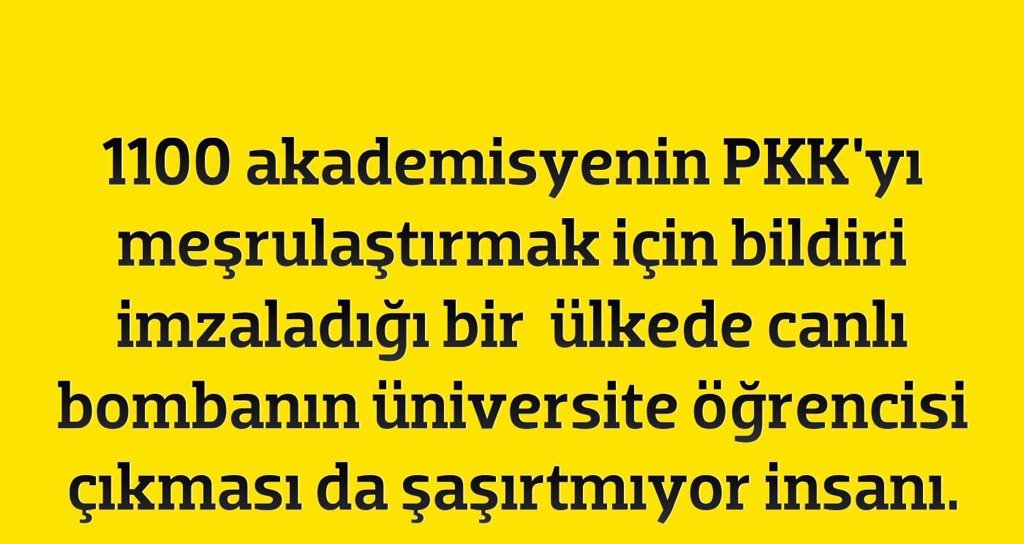 msszum's tweet photo. @06melihgokcek 
Canlı Bomba'nın Üniversite Öğrencisi Çıkması Şaşırtmıyor İnsanı... https://t.co/y6M02raUEy