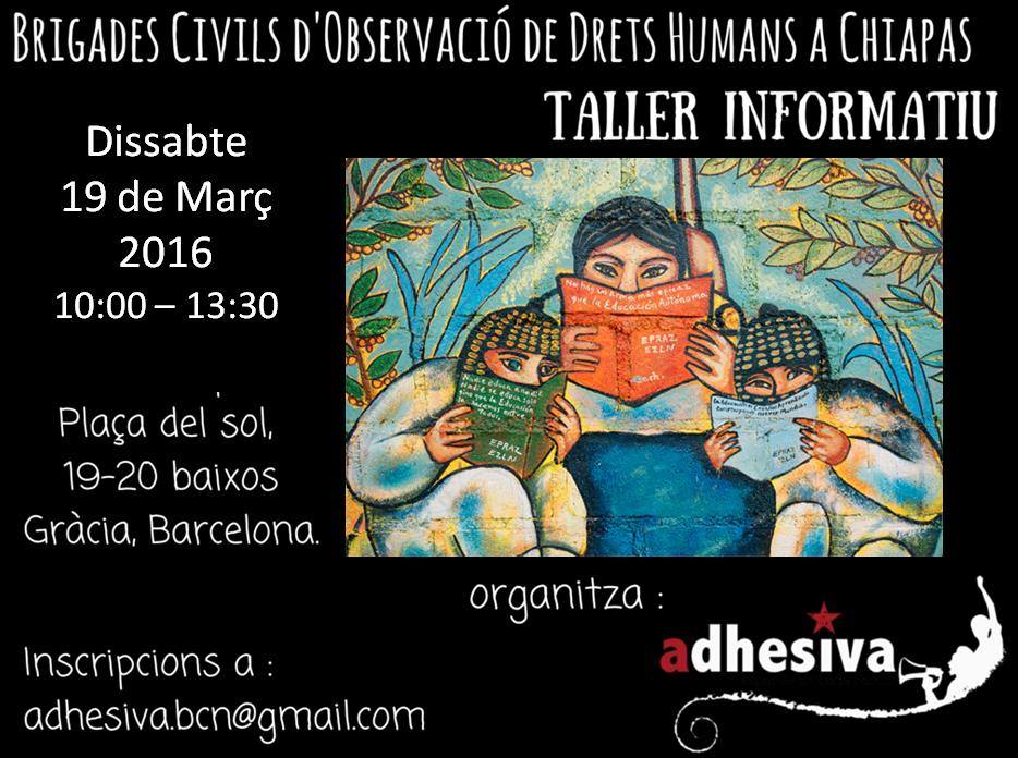 pasuncami's tweet photo. Convocatòria de taller per fer d'observador/a dels Drets Humans a Chiapas @Adhesiva_Bcn https://t.co/jERUiNtyGa