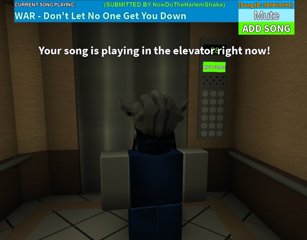 Eric On Twitter Added An Update To The Elevator Dealing With Music Check The Names Of Music Mute Unmute Music Add Your Own Song Https T Co 95xredxfa1 - harlem shake song id roblox