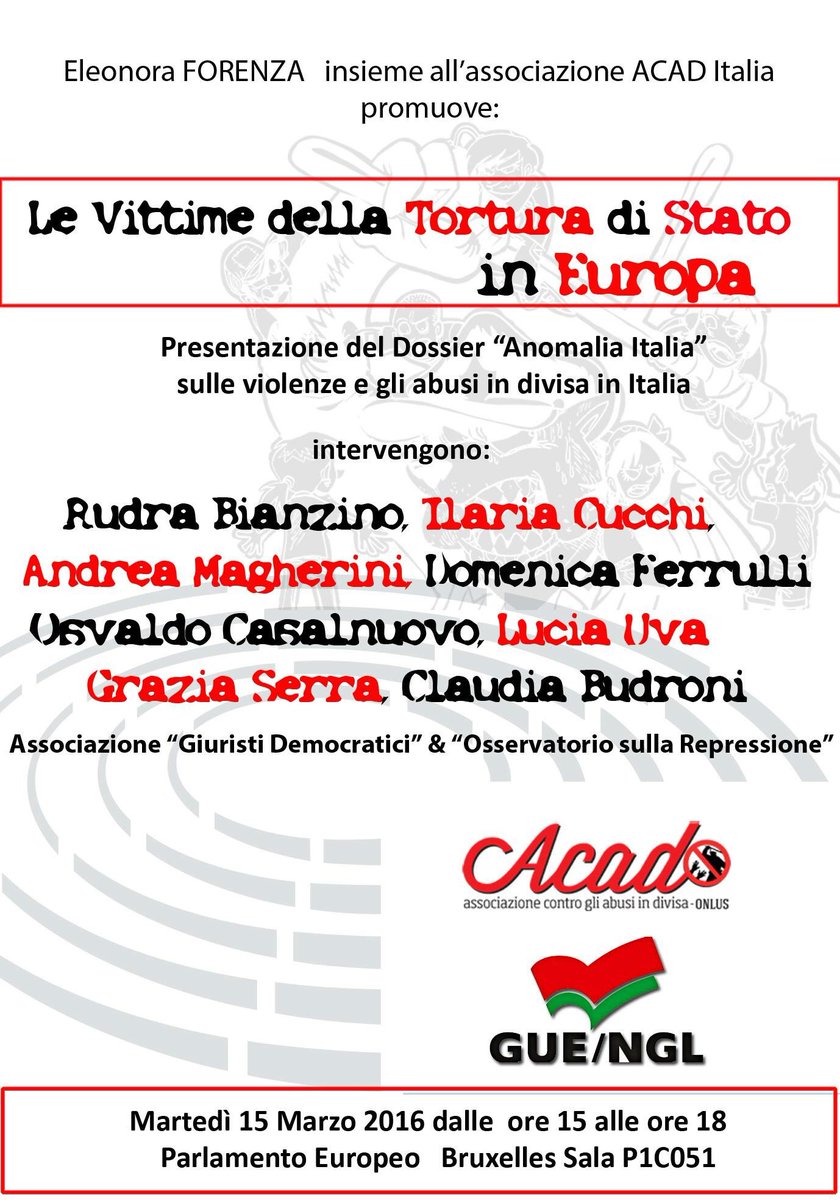 eleonoraforenza's tweet photo. Oggi a Bruxelles coi famigliari delle vittime delle torture di stato per parlare dell'anomalia italiana @ACADItalia https://t.co/cvCILRcE6W