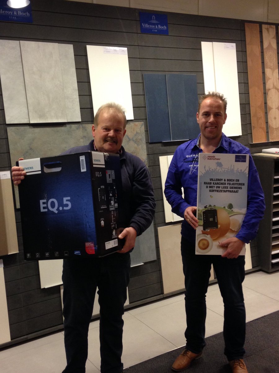 Wederom een prijs met de tegelactie van Villeroy&amp;Boch en <a href="/RKB_Nieuwleusen/">Raab Karcher</a>! Bert proficiat met het koffiezetapparaat!