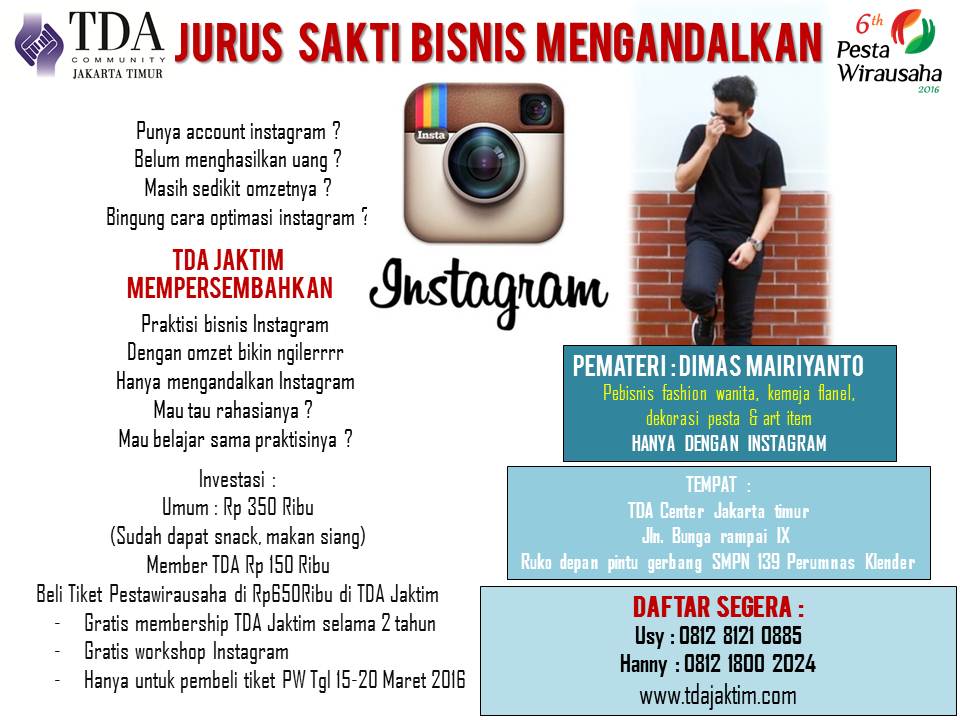 Rekan2 <a href="/Smart_Bisnis/">Smartbisnis</a> <a href="/BeSmartpreneur/">OneInTwenty Movement</a> @HalaqahWirausaha <a href="/yisc_alazhar/">YISC Al Azhar</a> ikutan Blajar Bisnis via Instagram <a href="/TDAJaktim/">TDAJaktim</a>