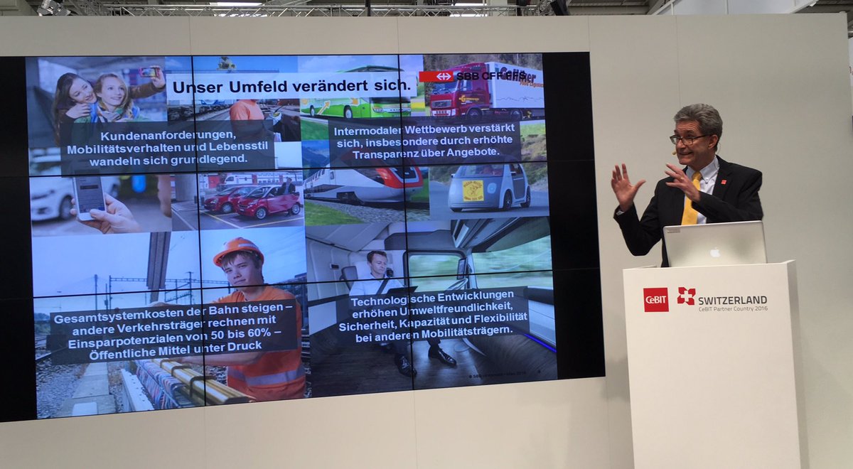 J_Balsiger's tweet photo. #sbb.cebit Peter Kummer, CIO SBB, erklärt Digitalisierung bei der SBB https://t.co/d2gduh7MXa