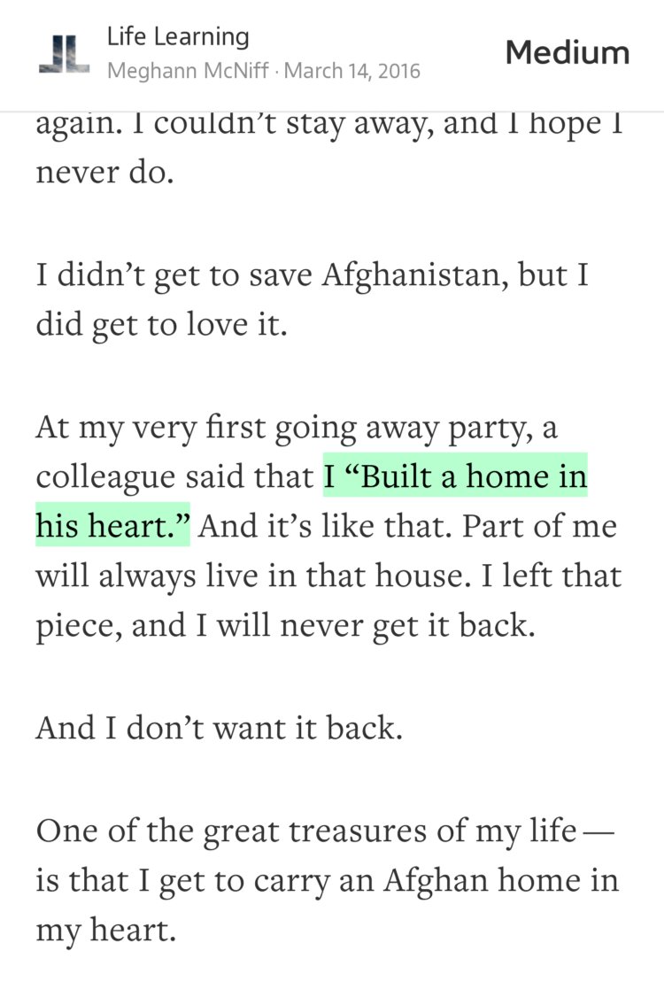“…I ‘Built a home in his heart.’…” from “What Afghanistan Taught Me About Love” by Meghann McNiff.