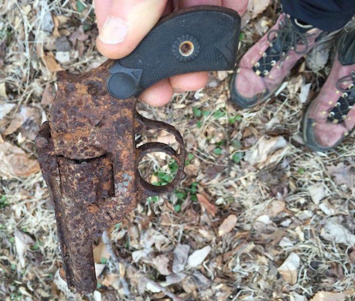 Found this the other day - 100+ year old Smith &amp; Wesson... hopefully the last time I see a real gun this close